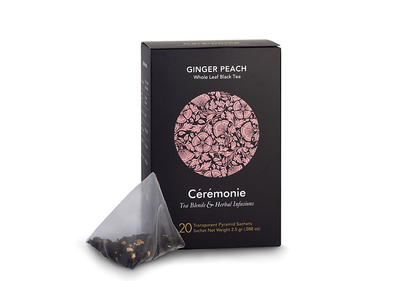 Crmonie Tea, GINGER PEACH, 20 Pyramid Sachets, 50g