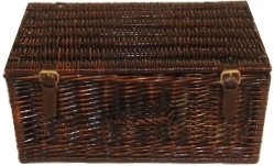 Willow Hamper with Straps - dark colour - SMALL