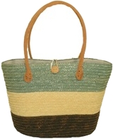 Striped Straw Shopping Bag